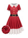 She slips into this Red 1950s Christmas Candy Cane Dress and suddenly it's a 1950s daydream