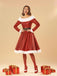 Red 1950s Christmas Off Shoulder Fur Belted Dress - vintage dress, retro fashion, rockabilly