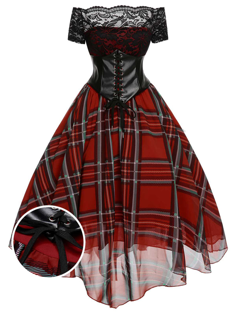 Red Tartan Christmas Plaid Girdle Dress | Size Small Red Tartan Christmas Plaid Girdle Dress | Size Small