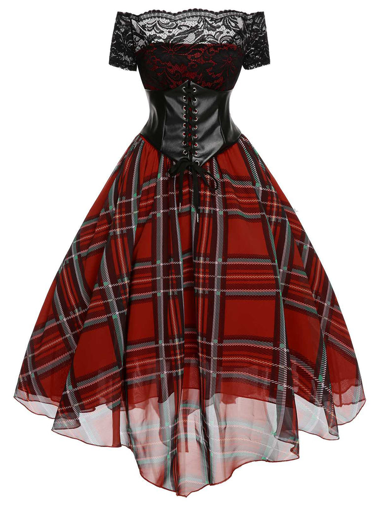 Red 1950s Christmas Plaid Girdle Dress — vintage elegance for the modern woman