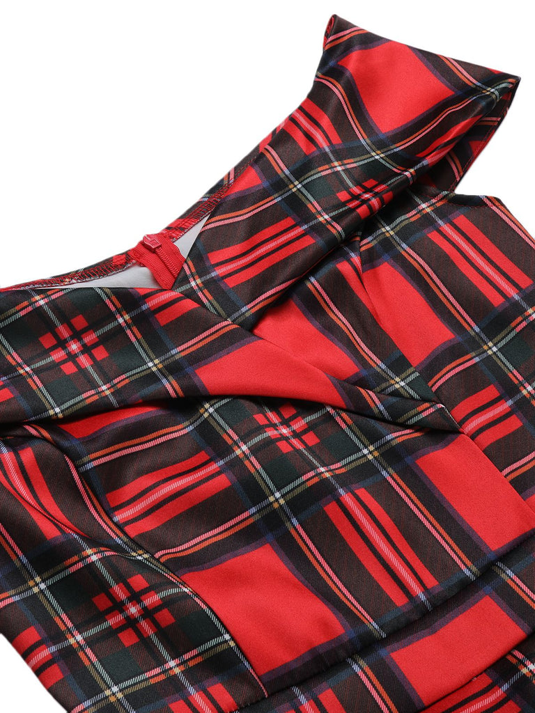 1950s Christmas Plaid OffShoulder Dress | 1950s | vintage dress, retro fashion