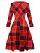 Red 1950s Crew Neck Plaid Half Sleeve Dress, vintage dress, retro fashion, rockabilly, pin-up fashion - perfect for women who love vintage and retro fashion