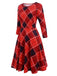 Red 1950s Crew Neck Plaid Half Sleeve Dress, vintage dress, retro fashion, rockabilly, pin-up fashion - perfect for women who love vintage and retro fashion