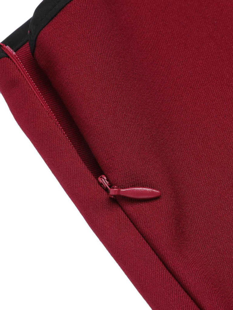 Red 1950s Elastic Waist Solid Shorts — vintage elegance for the modern woman