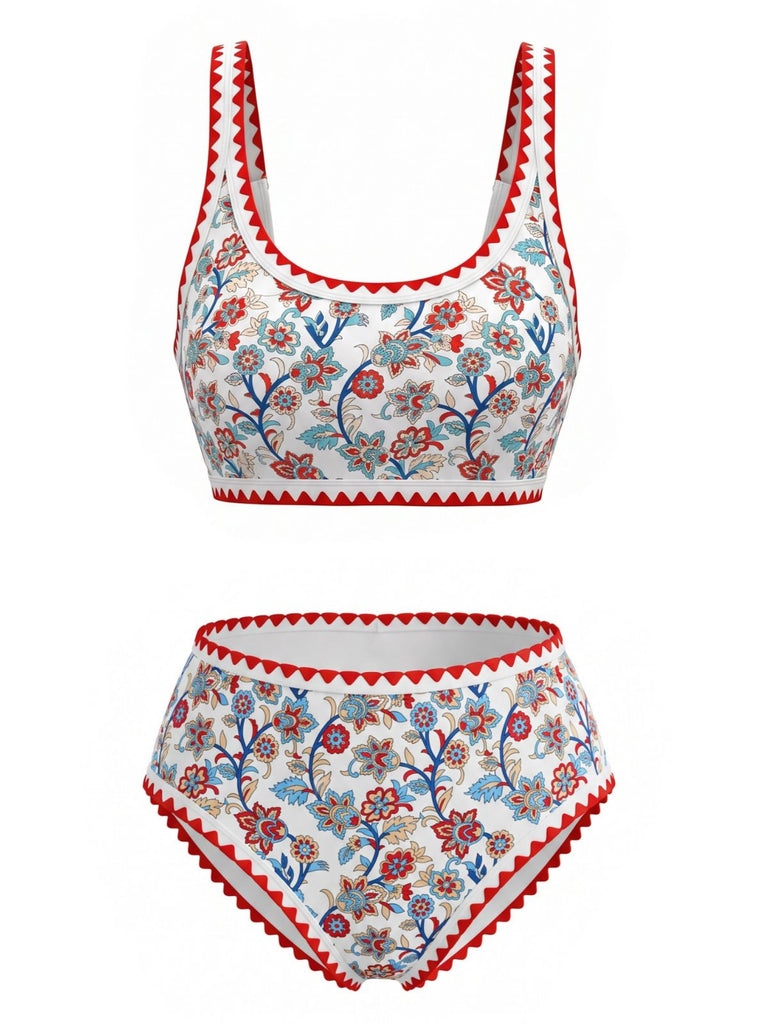 Red 1950s Bikini Set Swimsuit