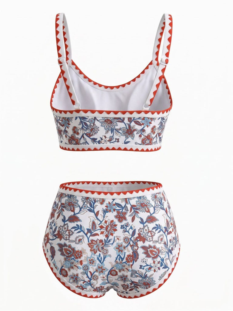 Red 1950s Bikini Set Swimsuit