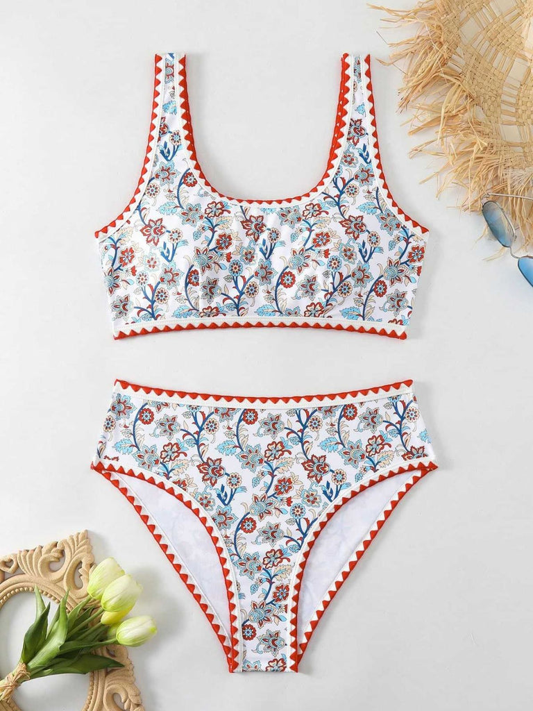 Red 1950s Bikini Set Swimsuit