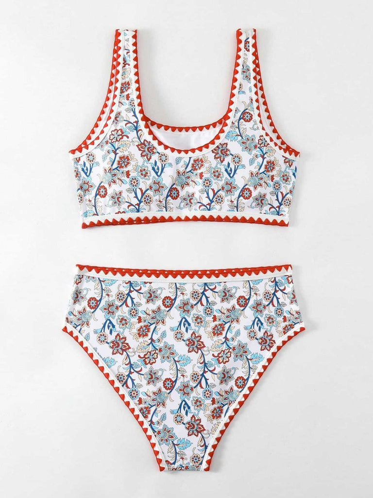 Red 1950s Bikini Set Swimsuit