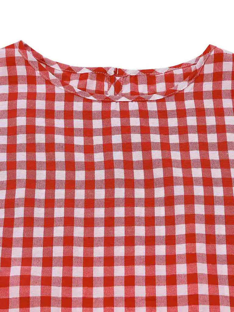 Red 1950s Plaid Vintage Classic Dress 4