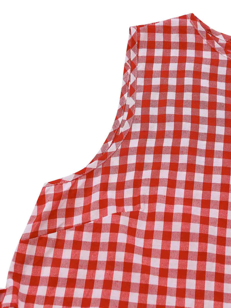 Red 1950s Plaid Vintage Classic Dress 5