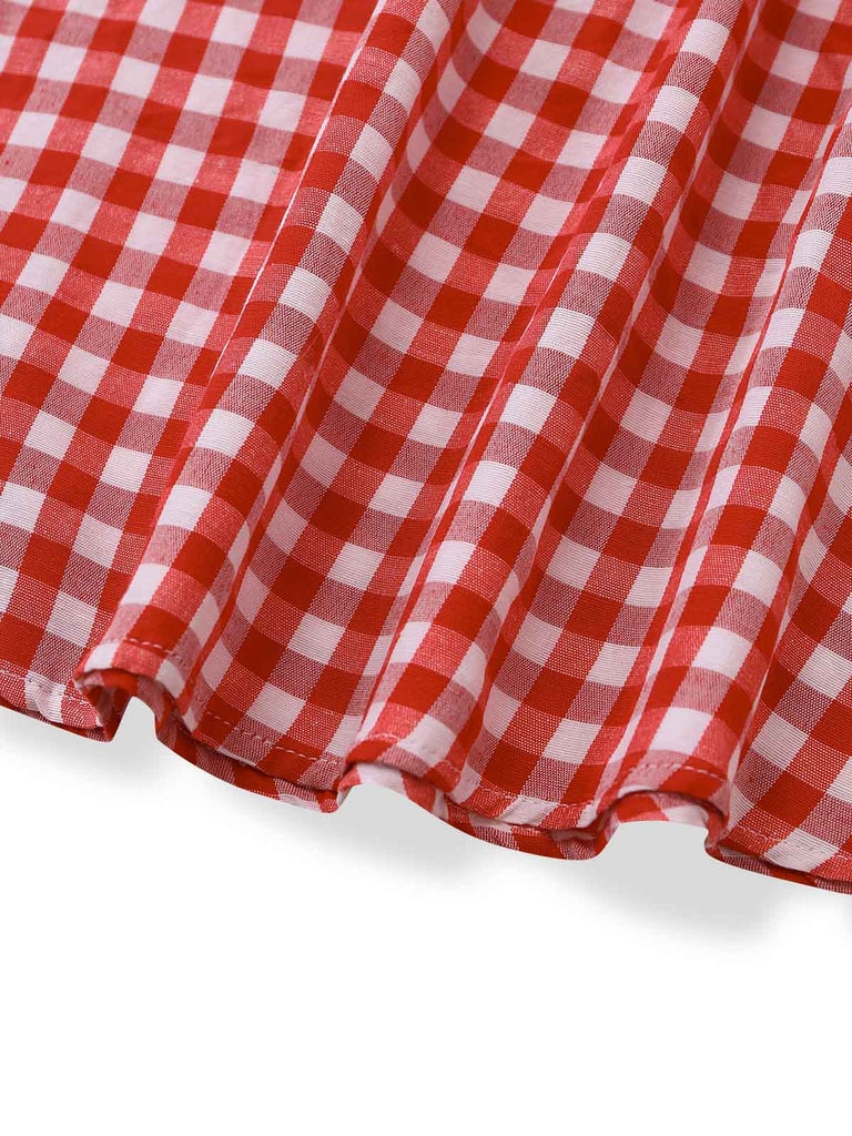 Red 1950s Plaid Vintage Classic Dress 7