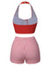 Red 1950s Halter Plaids Swimsuit — because 1950s glamour never goes out of style