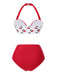 Red 1950s Halter Ruffle Cherry Bikini Set - vintage fashion, retro style, elegant red