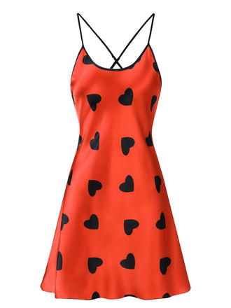 Red 1950s Heart Suspender Sleepwear, vintage fashion, retro style - perfect for women who love vintage and retro fashion