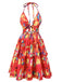 Red 1950s Hollow Out Ruffles Halter Dress, vintage dress, retro fashion, rockabilly, pin-up fashion - perfect for women who love vintage and retro fashion