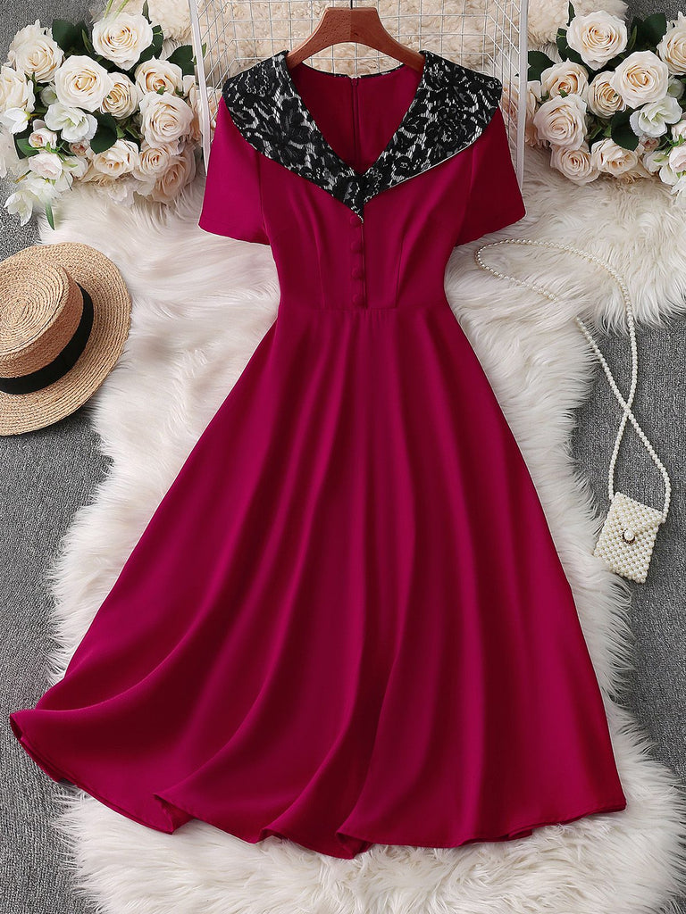 red satin swing dress fitted lace wedding dress Unique Vintage Red Satin Halter Swing Dress