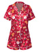 Red 1950s Lapel Christmas Print Pajama Set - vintage fashion, retro style, elegant red