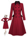 Red 1950s Lapel Double Breasted Coat - vintage fashion, retro style, elegant red