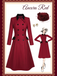 She throws on this Red 1950s Lapel Double Breasted Coat and the city feels like 1950s Paris