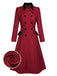 Red 1950s Lapel Double Breasted Coat - vintage fashion, retro style, elegant red