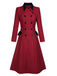 Red 1950s Lapel Double Breasted Coat - vintage fashion, retro style, elegant red