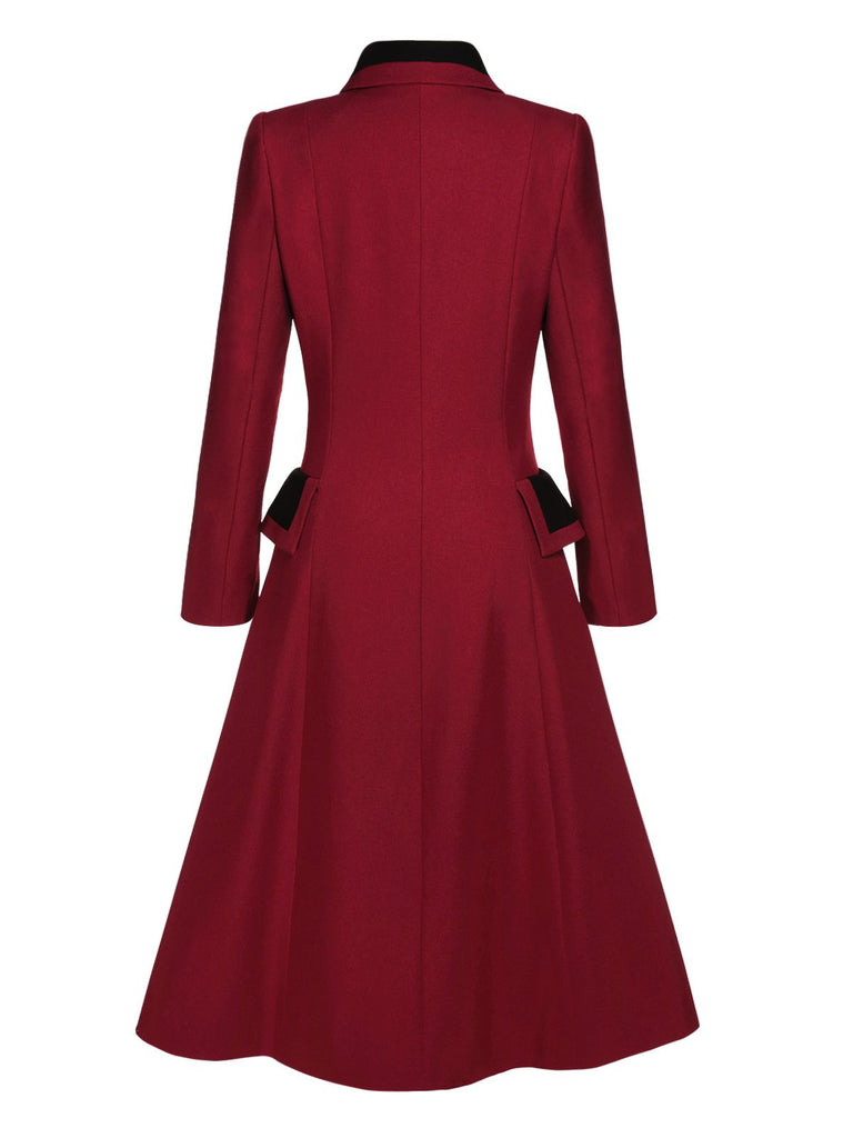 Red 1950s Lapel Double Breasted Coat | Retro Stage Red 1950s Lapel Double Breasted Coat | Retro Stage