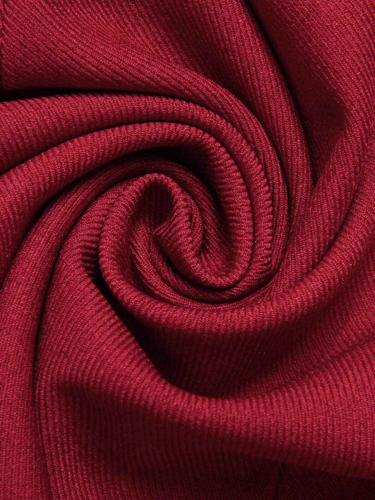 Red 1950s Lapel Double Breasted Coat - vintage fashion, retro style, elegant red