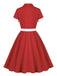 Red 1950s Lapel Patchwork Belt Dress: where 1950s romance meets her modern spirit