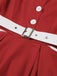This Red 1950s Lapel Patchwork Belt Dress wraps her in 1950s elegance, one twirl at a time