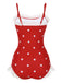 Red 1950s Mesh Polka Dot Swimsuit, vintage swimsuit, pin-up swimwear - perfect for women who love vintage and retro fashion