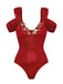 She's wearing Red 1950s Off-Shoulder 3D Floral One-Piece Swimsuit and the whole beach remembers the 1950s