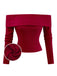 Red 1950s Off-Shoulder Knitted Sweater - vintage fashion, retro style, elegant red