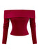 Red 1950s Off-Shoulder Knitted Sweater - vintage fashion, retro style, elegant red