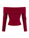 Red 1950s Off-Shoulder Knitted Sweater - vintage fashion, retro style, elegant red