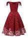 Red 1950s Off-shoulder Snowflake Dress: timeless style reimagined
