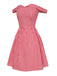 Red 1950s Plaid Off-Shoulder Swing Dress, vintage dress, retro fashion, rockabilly, pin-up fashion - perfect for women who love vintage and retro fashion