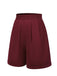 Red 1950s Pleated Turn Over Shorts: timeless style reimagined