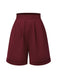 Red 1950s Pleated Turn Over Shorts — vintage elegance for the modern woman