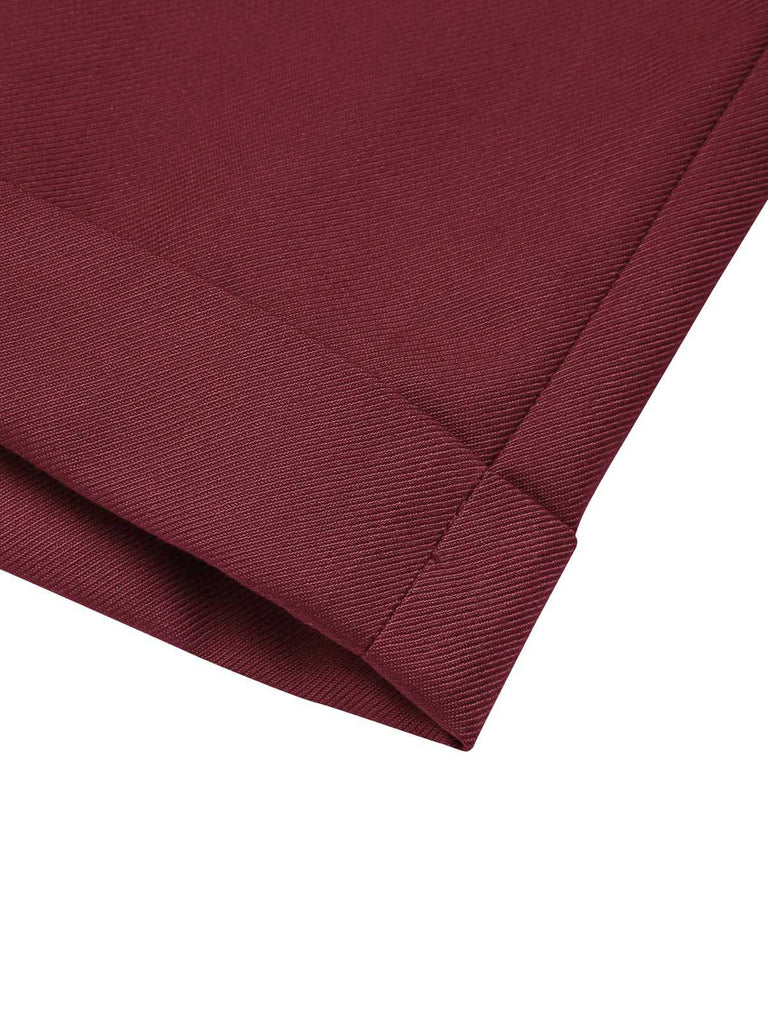 Red 1950s Pleated Turn Over Shorts: timeless style reimagined