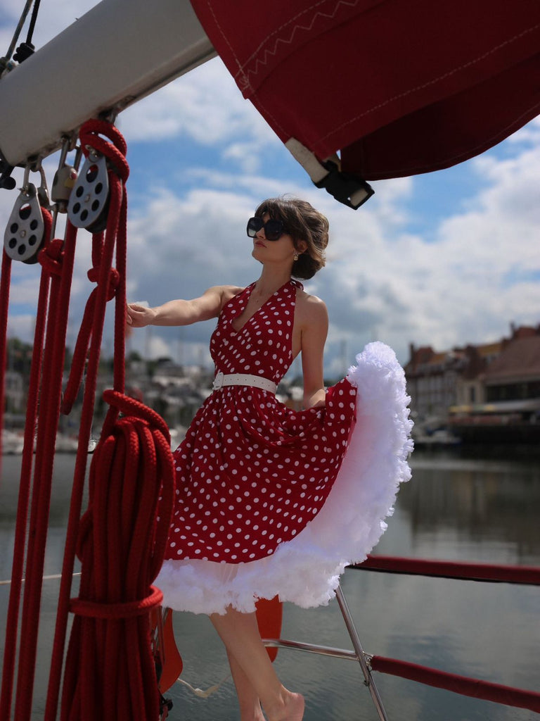 Red 1950s Polka Dot Halter Dress Red 1950s Polka Dot Halter Dress