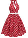 Red 1950s Polka Dot Halter Dress: where 1950s romance meets her modern spirit