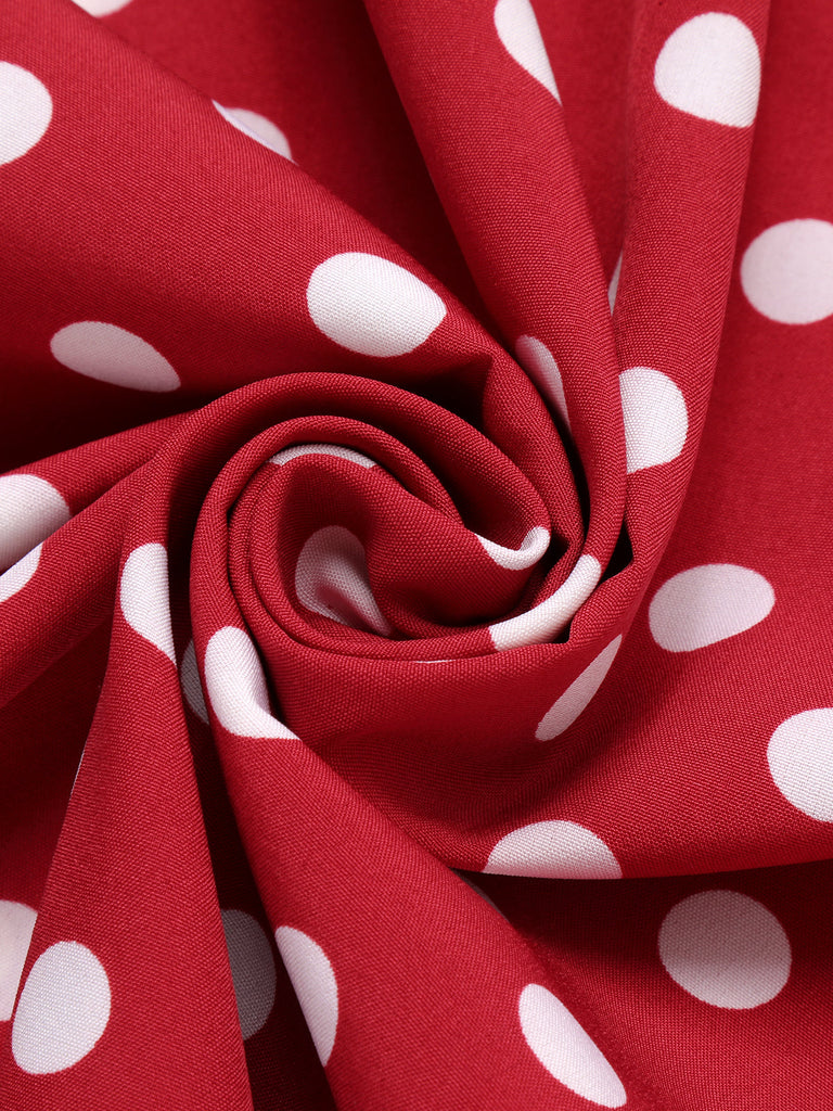 Red 1950s Polka Dot Halter Dress — a 1950s silhouette that turns sidewalks into runways