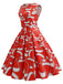Red 1950s Santa Hat Sleeveless Swing Dress: where 1950s romance meets her modern spirit