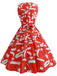 This Red 1950s Santa Hat Sleeveless Swing Dress wraps her in 1950s elegance, one twirl at a time