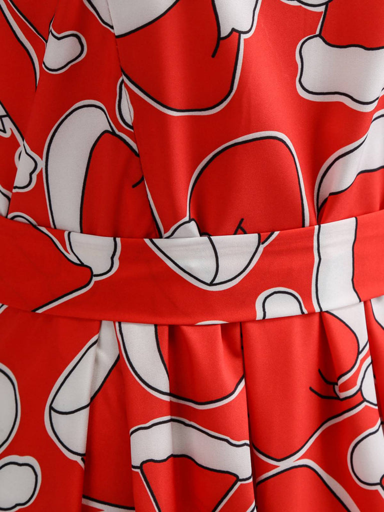 Red 1950s Santa Hat Sleeveless Swing Dress — the kind of 1950s dress that makes strangers smile