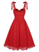 Red 1950s Shoulder Straps Lace Swing Dress, vintage dress, retro fashion, rockabilly, pin-up fashion - perfect for women who love vintage and retro fashion