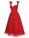 Red 1950s Shoulder Straps Lace Swing Dress, vintage dress, retro fashion, rockabilly, pin-up fashion - perfect for women who love vintage and retro fashion