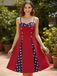 Red 1950s Stars Patchwork Strap Dress, vintage dress, retro fashion, rockabilly, pin-up fashion - perfect for women who love vintage and retro fashion