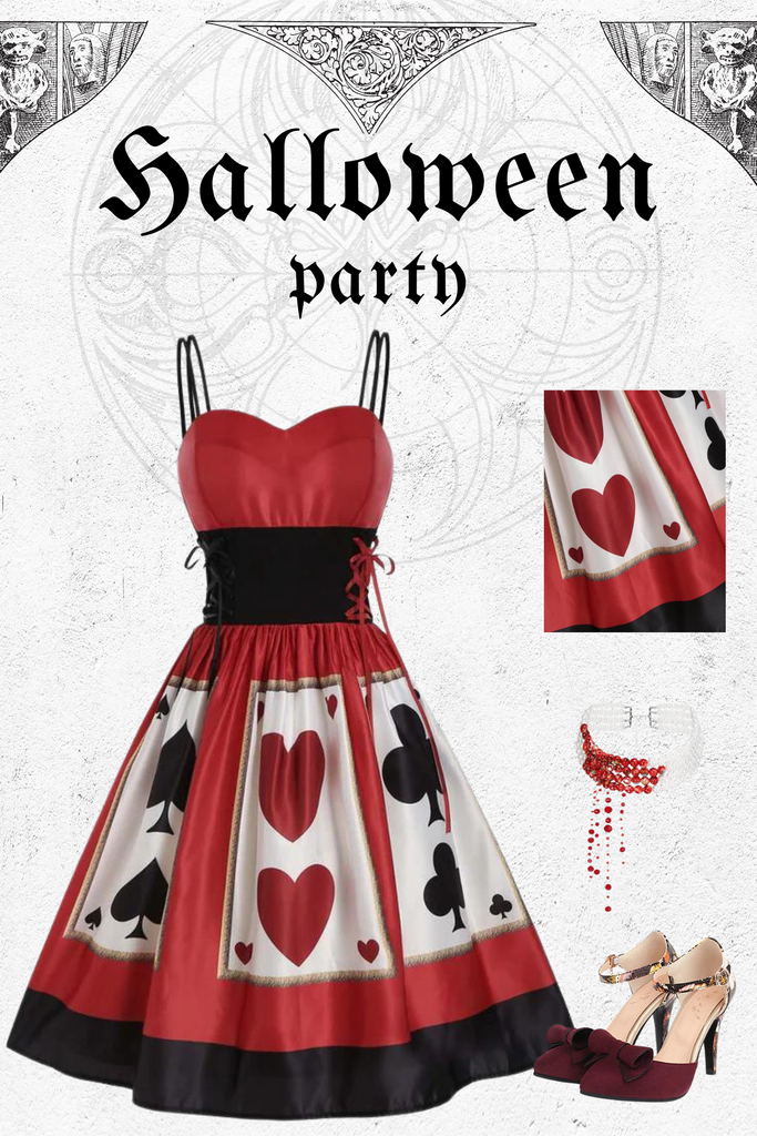 She slips into this Red 1950s Strap Poker Costume Dress and suddenly it's a 1950s daydream