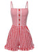 Red 1950s Strawberry Plaid Suspender Romper: timeless 1950s elegance she makes her own